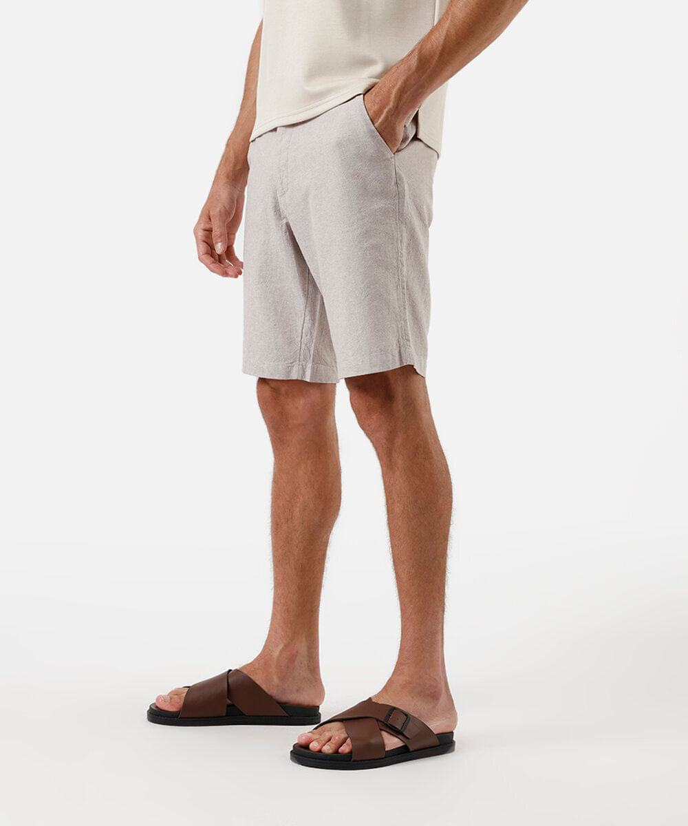 bermuda reta com linho bege