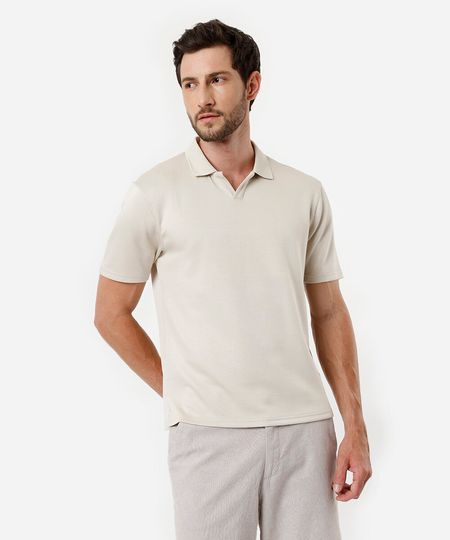 polo comfort masculina com mangas curtas bege P polo comfort masculina com mangas curtas bege P