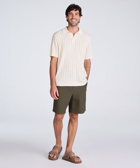 bermuda reta masculina texturizada cós elástico verde 38 bermuda reta masculina texturizada cós elástico verde 38