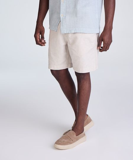short de alfaiataria masculino com linho bege 44