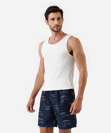 short masculino peixes cós elástico azul G