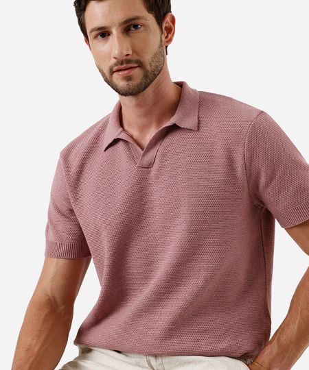 polo masculina com algodão manga curta rosa M