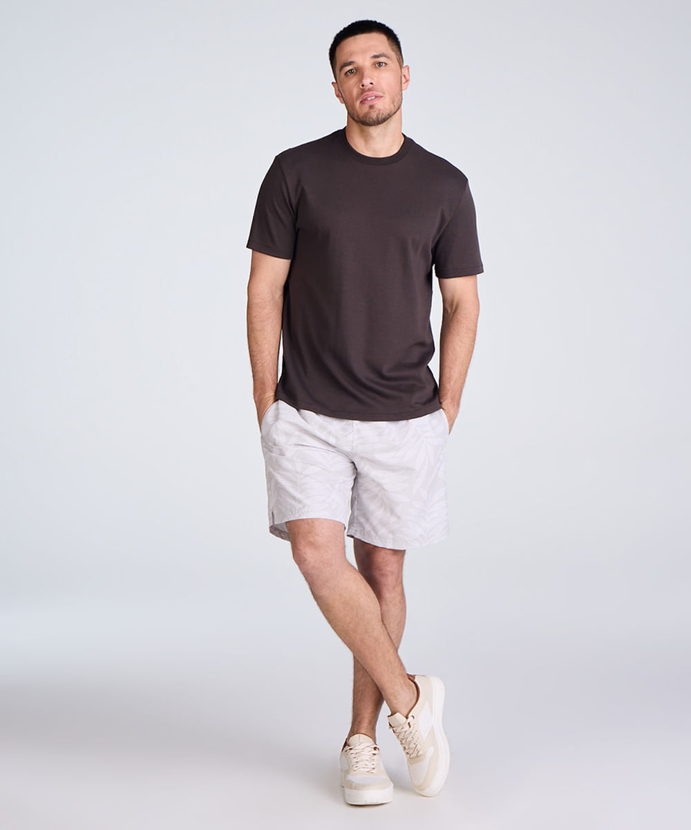 short reto masculino folhagem bege