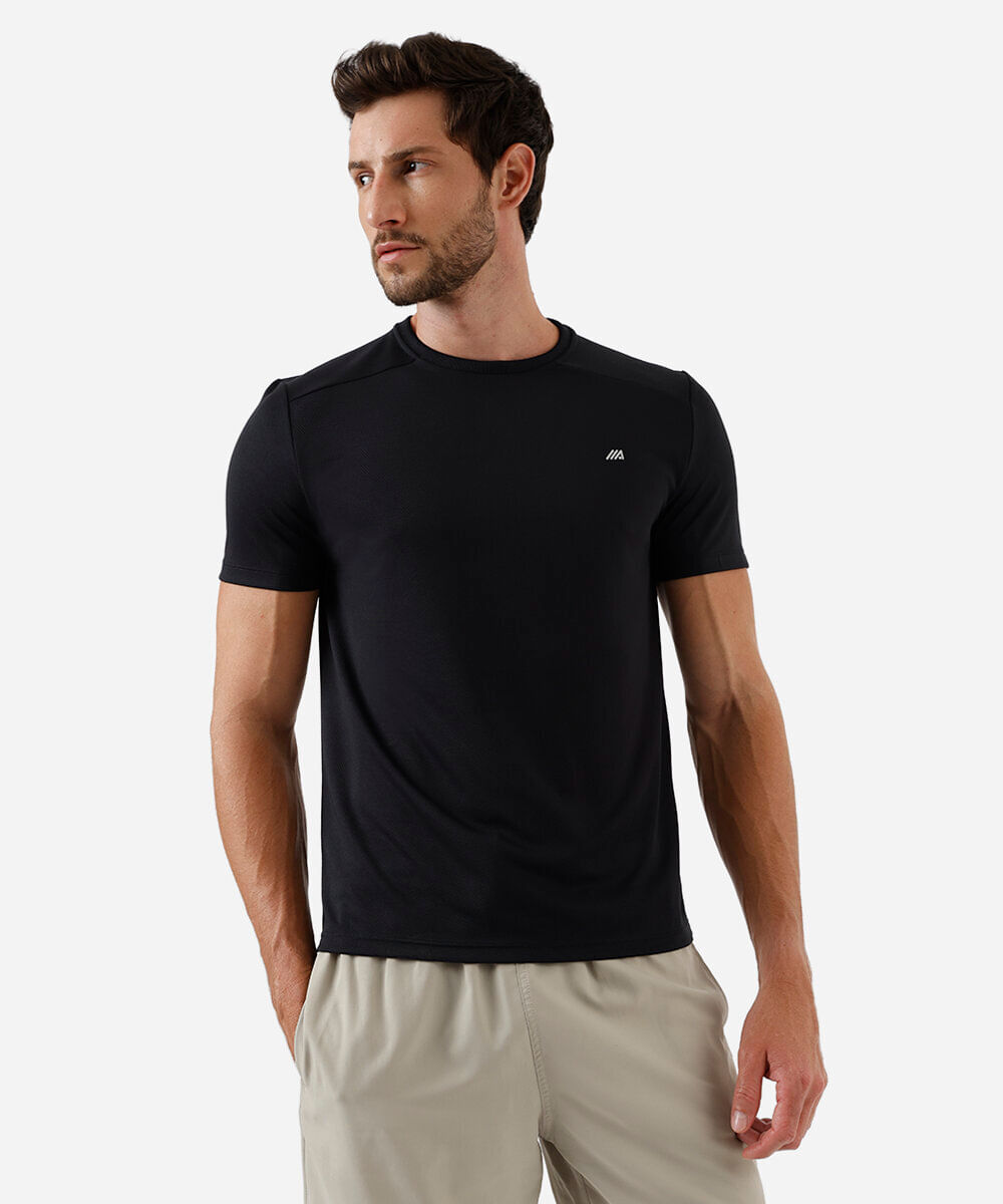 camiseta masculina esportiva ace com recorte preta