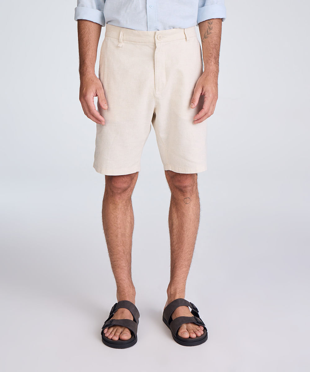 bermuda chino masculina de alfaiataria bege