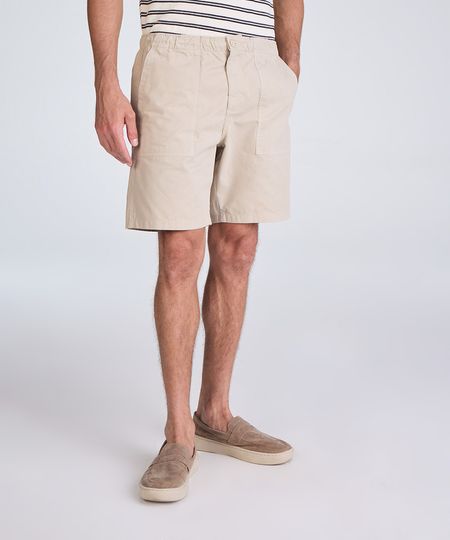 bermuda jogger masculina de sarja com bolsos bege 40