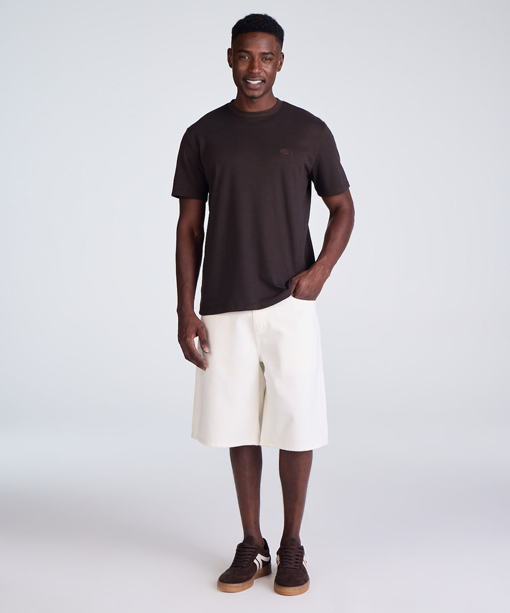 bermuda baggy masculina de sarja off white