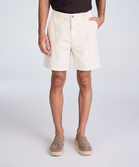 bermuda reta masculina de sarja com recorte off white 46 bermuda reta masculina de sarja com recorte off white 46