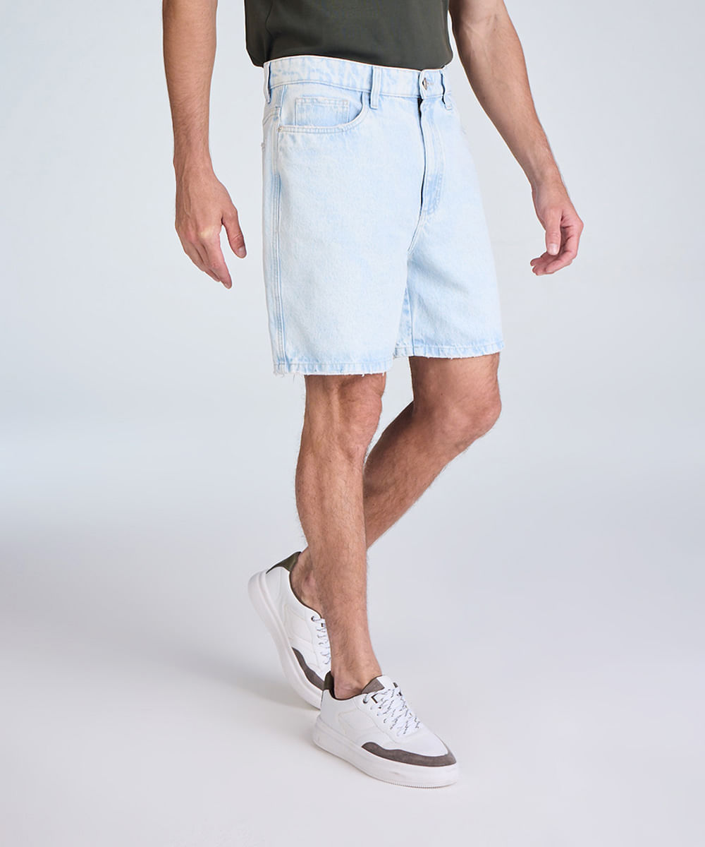bermuda masculina jeans destroyed azul