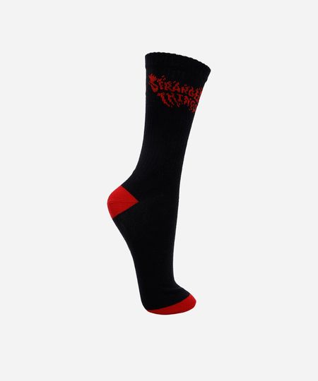 meia cano alto com algodão stranger things colorido 37-40 meia cano alto com algodão stranger things colorido 37-40