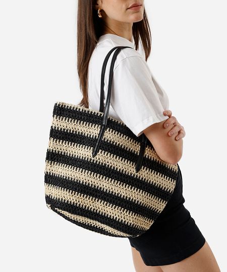 bolsa shopper texturizada listrada colorido UNICO