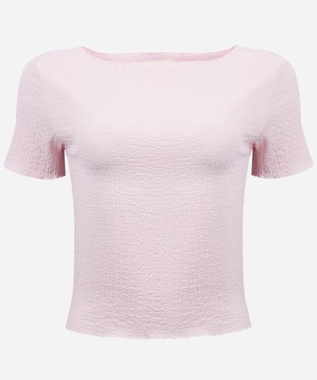 blusa juvenil decote canoa texturizada rosa 10
