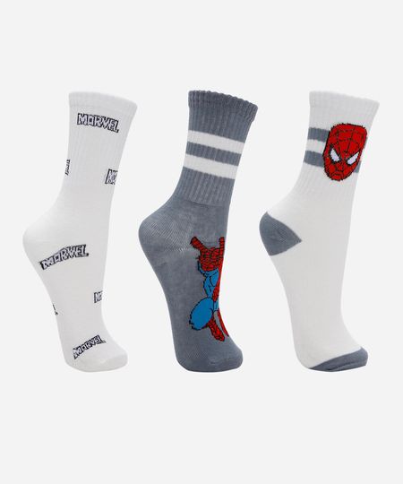 kit de 3 meias cano alto infantis homem aranha colorido 26-29 kit de 3 meias cano alto infantis homem aranha colorido 26-29