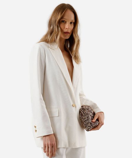 blazer de alfaiataria feminino com linho off white P