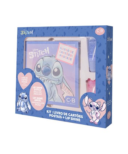 kit de 2 hidratantes labiais lip shine angel e stitch 8g com livro UNICO