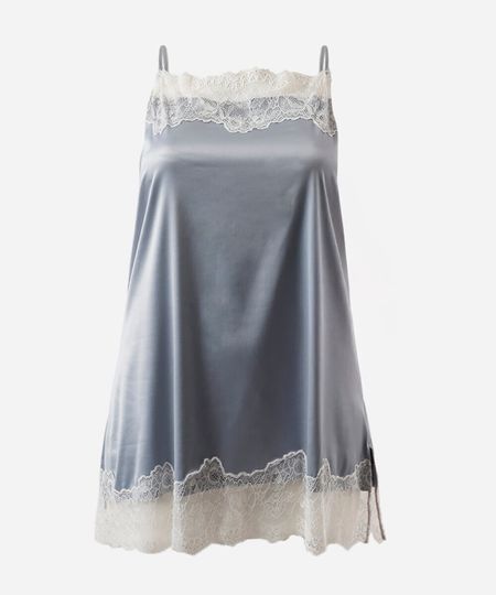 camisola feminina alça fina com renda acetinada mindset plus size  cinza GG2