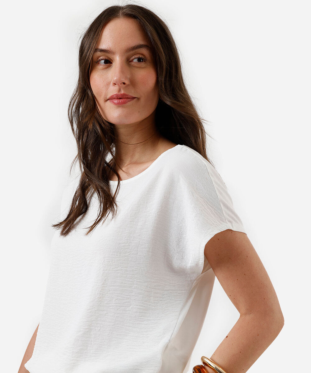 blusa feminina com amarração texturizada off white