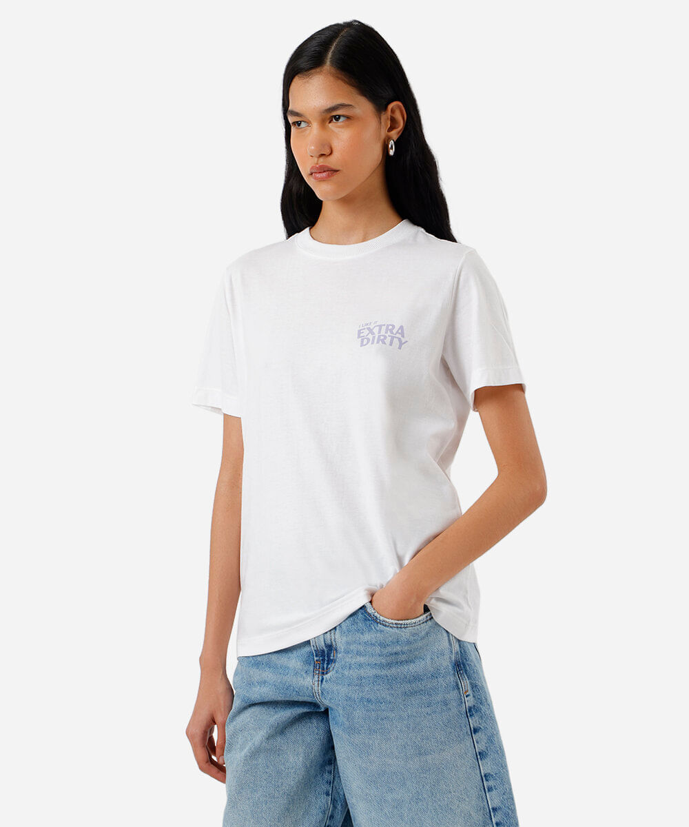 camiseta feminina de algodão estampada off white