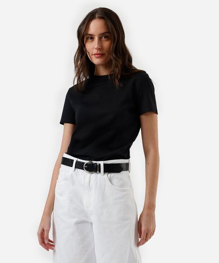 camiseta feminina manga curta regular preta PP camiseta feminina manga curta regular preta PP