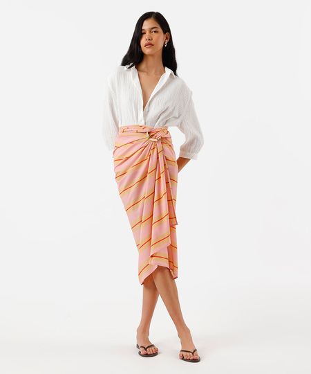 canga feminina listrada rosa UNICO