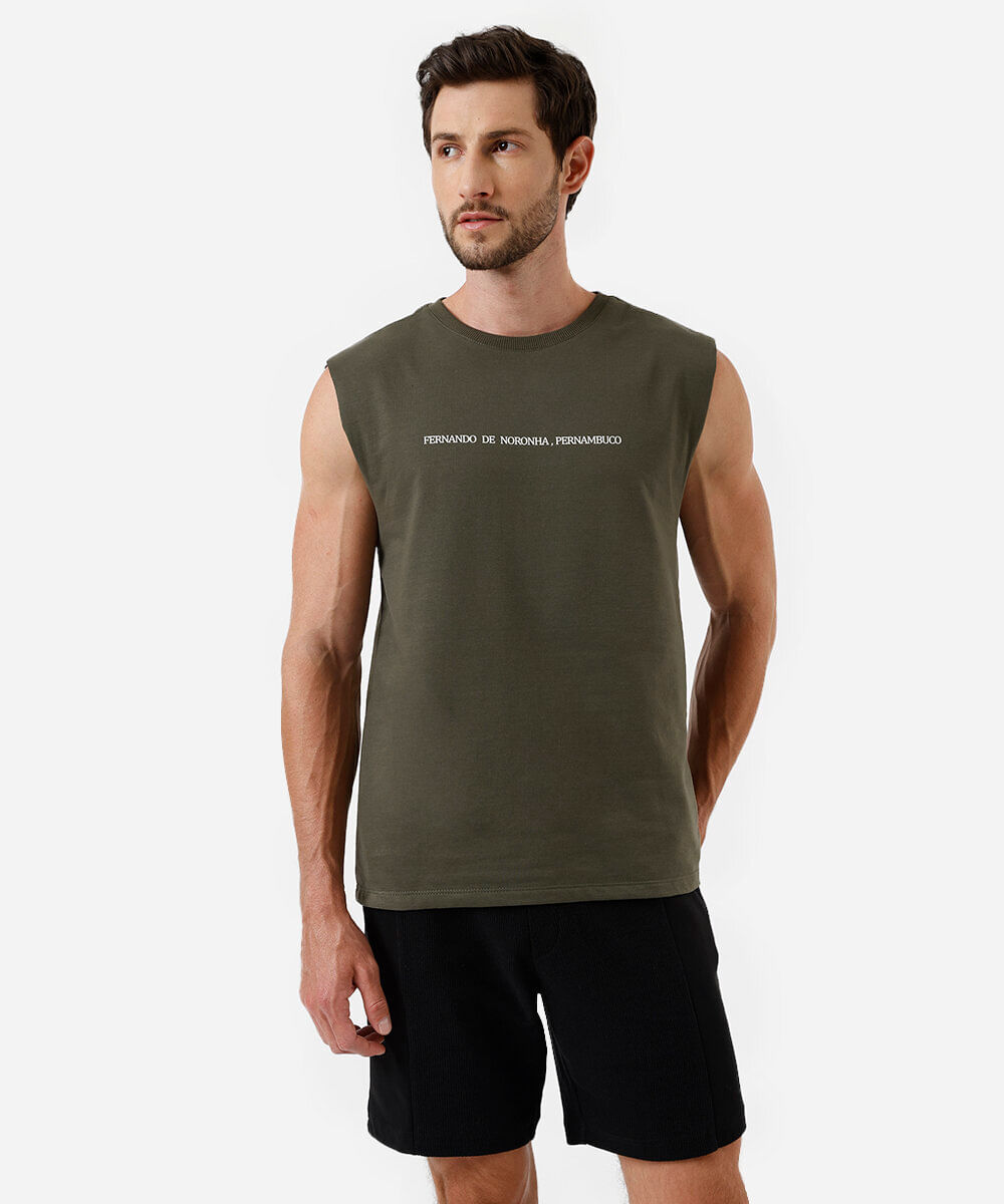 regata machão masculina estampada verde