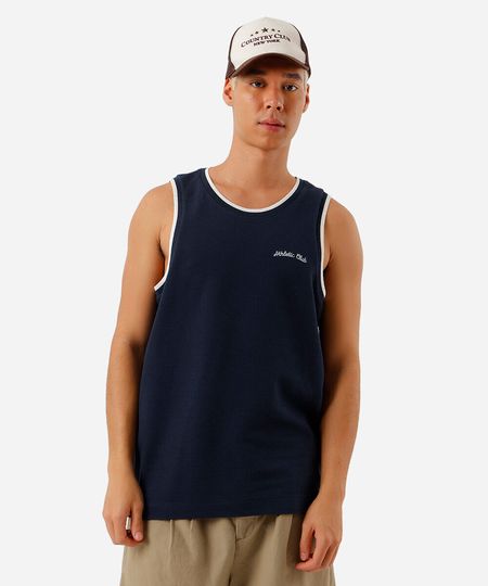 regata de algodão texturizada athletic club bicolor azul M