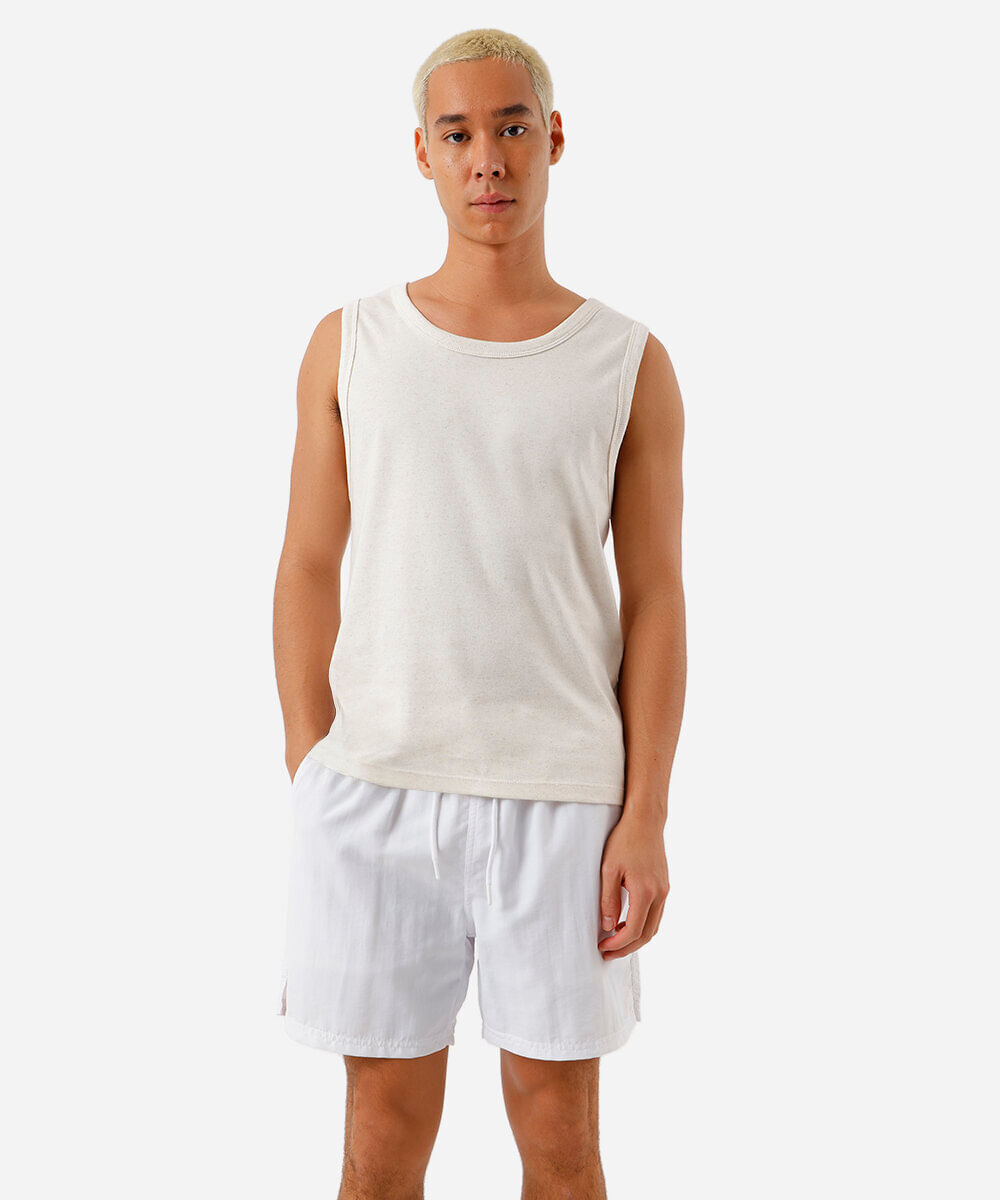 short masculino de poliamida cós elástico branco