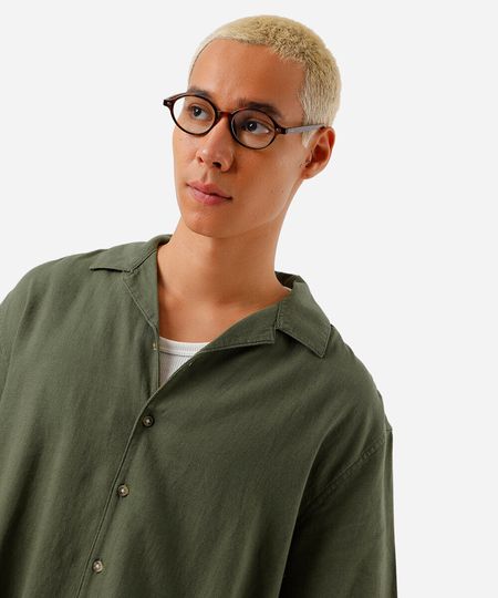 camisa masculina com linho manga curta verde G camisa masculina com linho manga curta verde G