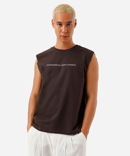 regata machão masculina estampada marrom P regata machão masculina estampada marrom P