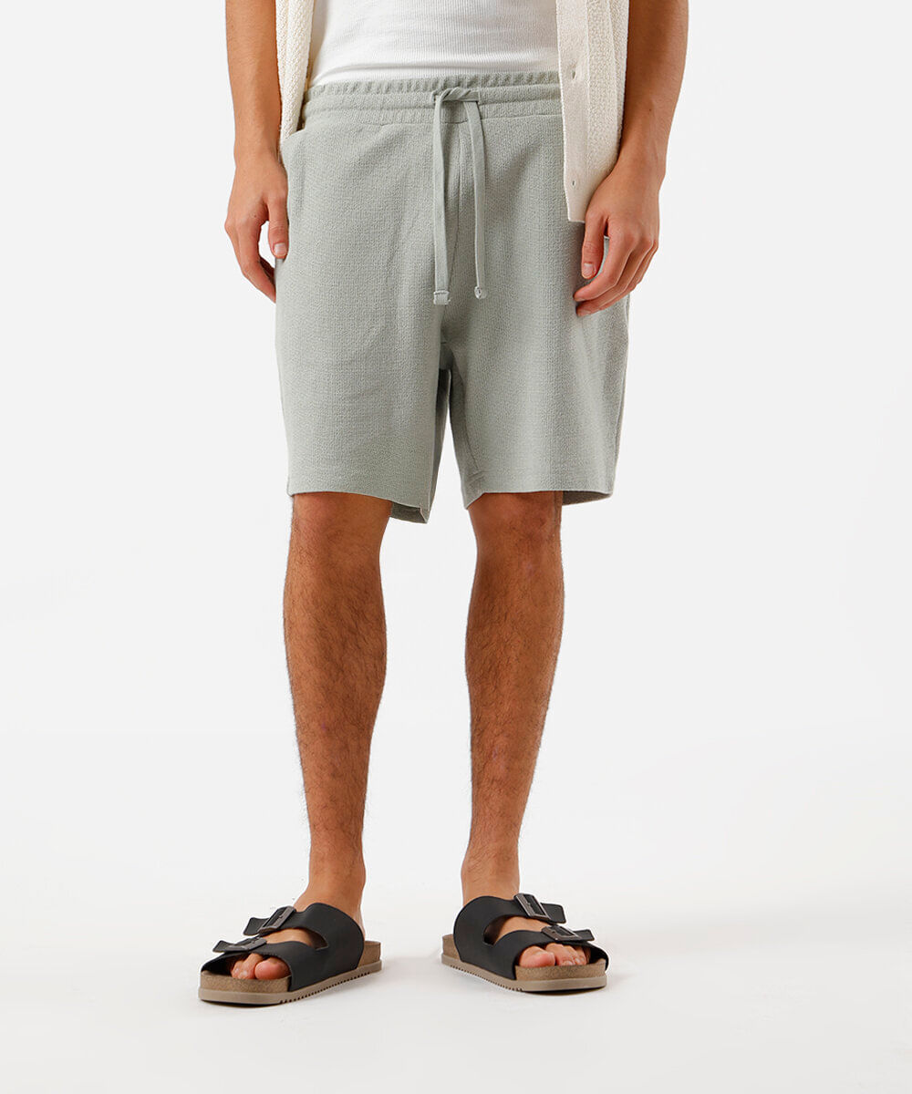 bermuda relaxed de algodão texturizada verde