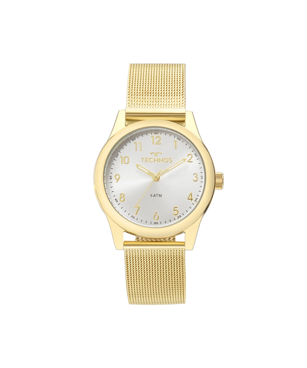 kit relógio feminino technos analógico 2035mkl k4k dourado