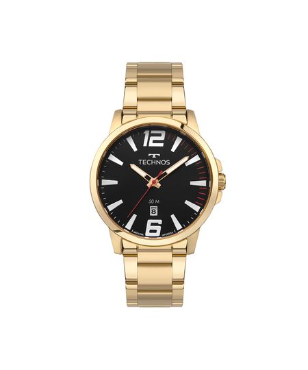 relógio masculino technos analógico calendário 2115uco 1p dourado UNICO
