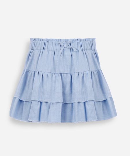 shorts saia infantil em viscolinho azul 4