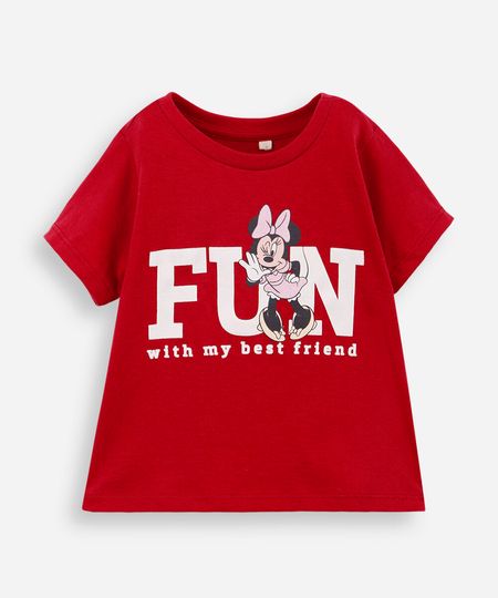 camiseta infantil de algodão minnie vermelho 3