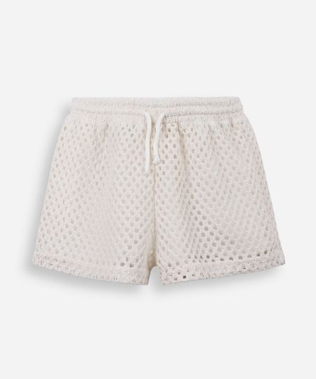 short de tricot juvenil bege 12