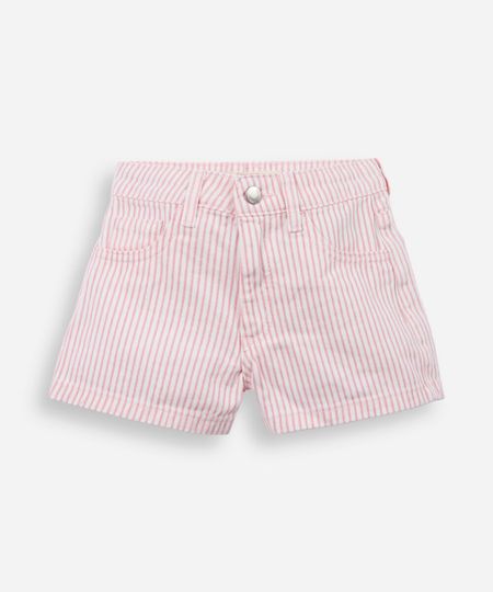 short infantil de sarja listrado rosa 4