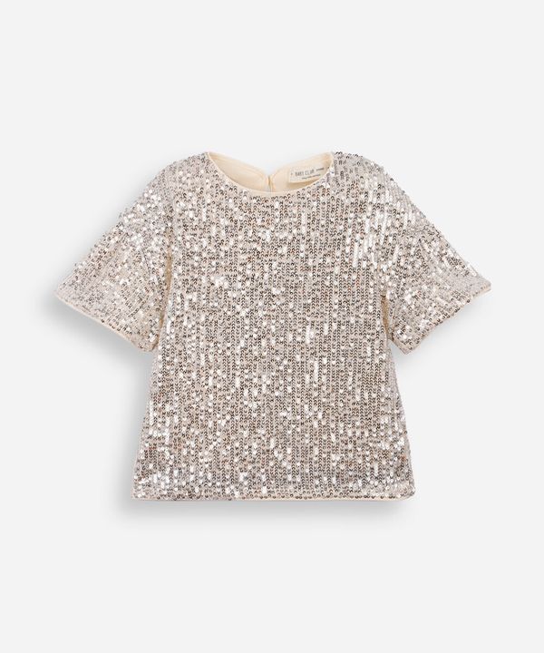blusa infantil paetê com manga curta dourado 3