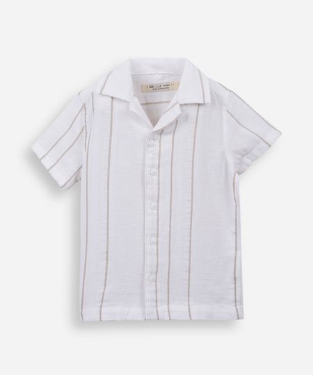 camisa infantil de algodão manga curta branco 5