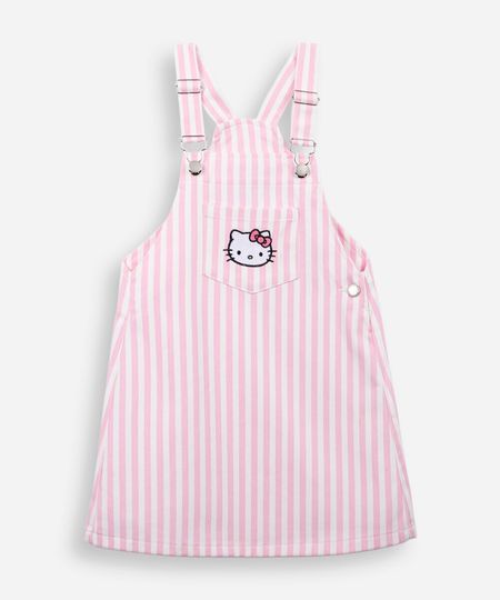 salopete infantil de algodão hello kitty rosa 4