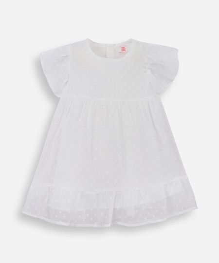 vestido infantil manga curta poá off white 18-24 vestido infantil manga curta poá off white 18-24