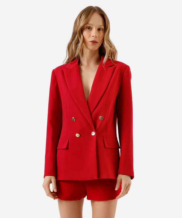 blazer de alfaiataria feminino com viscose vermelho GG