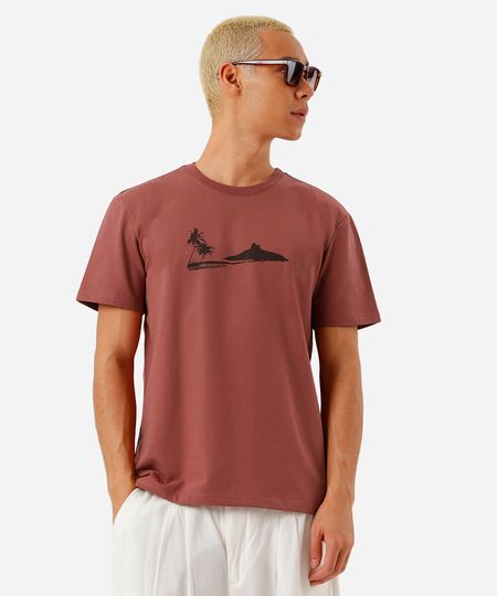 camiseta masculina de moletinho estampada rosa GG