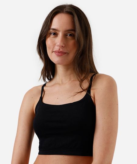 top de pijama feminino avulso sem costura preto PP