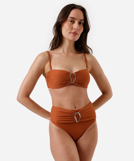 biquíni calcinha hot pant feminino franzido com fivela marrom P biquíni calcinha hot pant feminino franzido com fivela marrom P