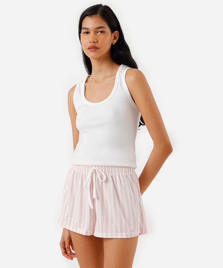 short de pijama feminino avulso listrado rosa G short de pijama feminino avulso listrado rosa G