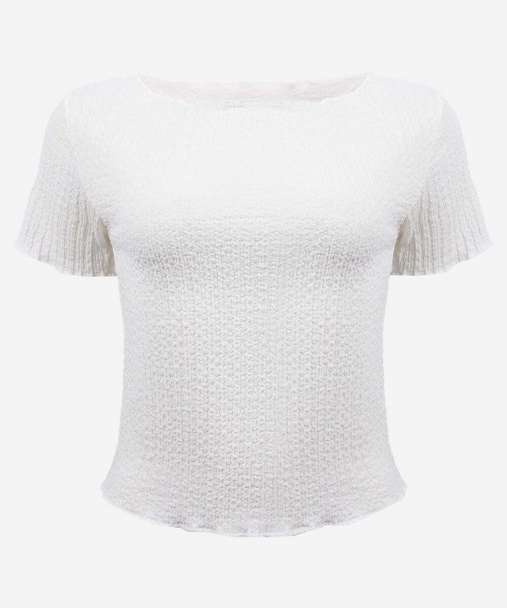 blusa juvenil decote canoa texturizada off white