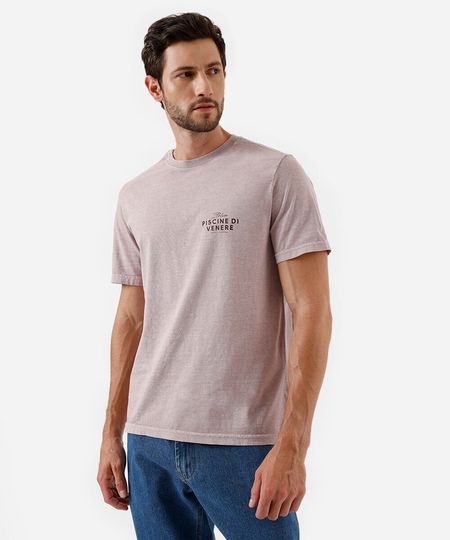 camiseta masculina de algodão estampada rosa G camiseta masculina de algodão estampada rosa G
