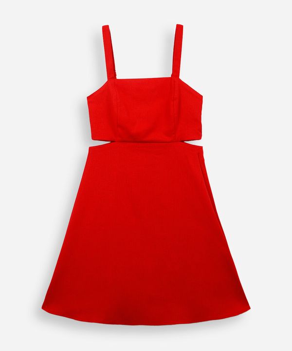 vestido juvenil curto com cutout na cintura vermelho 16