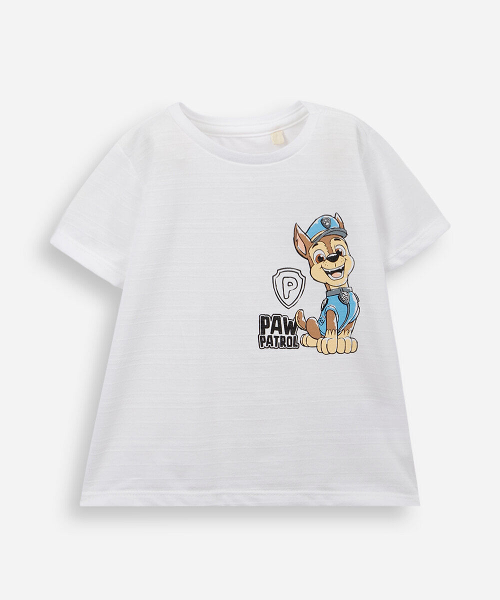 camiseta infantil patrulha canina off white
