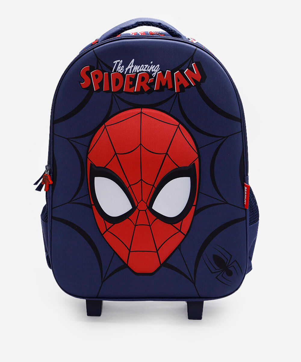 mochila infantil de rodinha homem aranha azul
